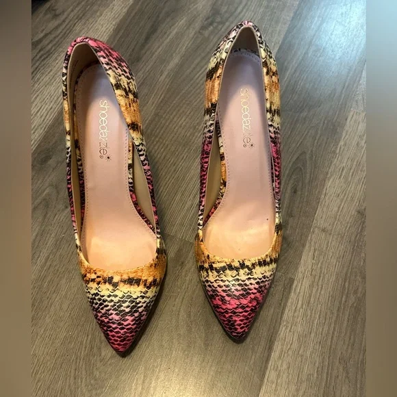 Multicolor Snakeskin Stiletto Heels - Picture 2 of 6
